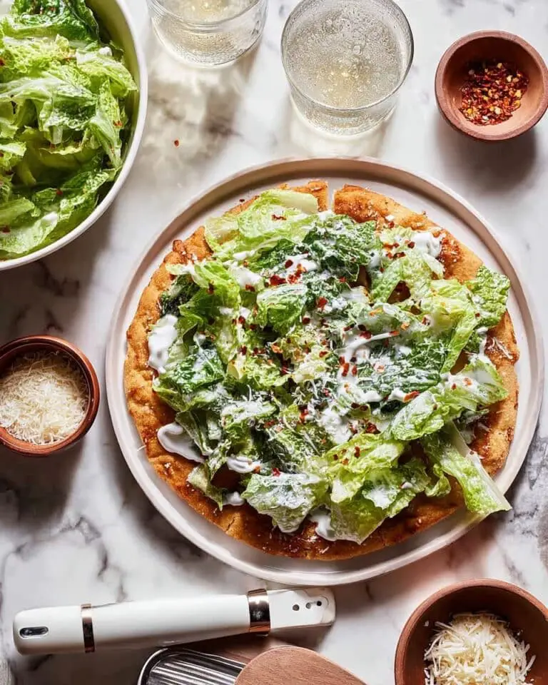 Viral Chicken Crust Caesar Salad Pizza Recipe