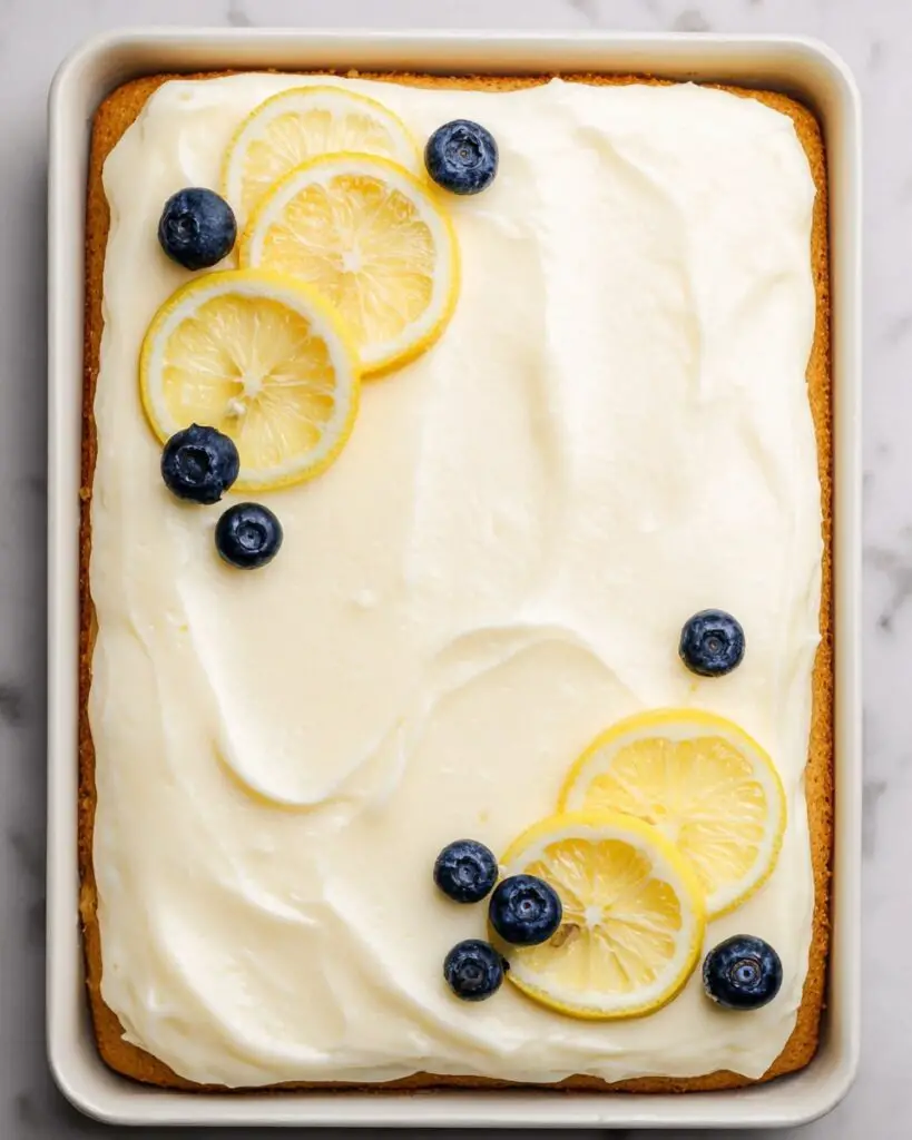 Lemon Blueberry Sheet Cake with Cream Cheese Frosting Recipe