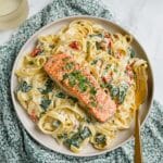 Tuscan Salmon Fettuccini Alfredo Recipe