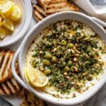 Baked Feta and Artichoke Dip with Olive Gremolata Recipe