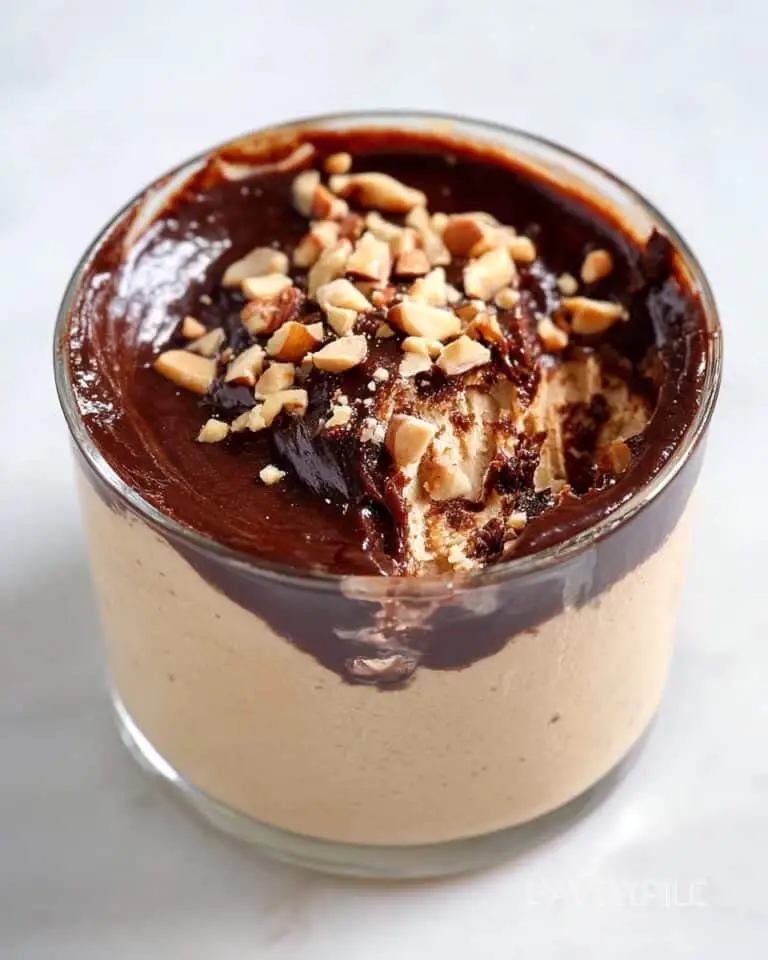 Cottage Cheese Peanut Butter Mousse with Dark Chocolate Drizzle Recipe