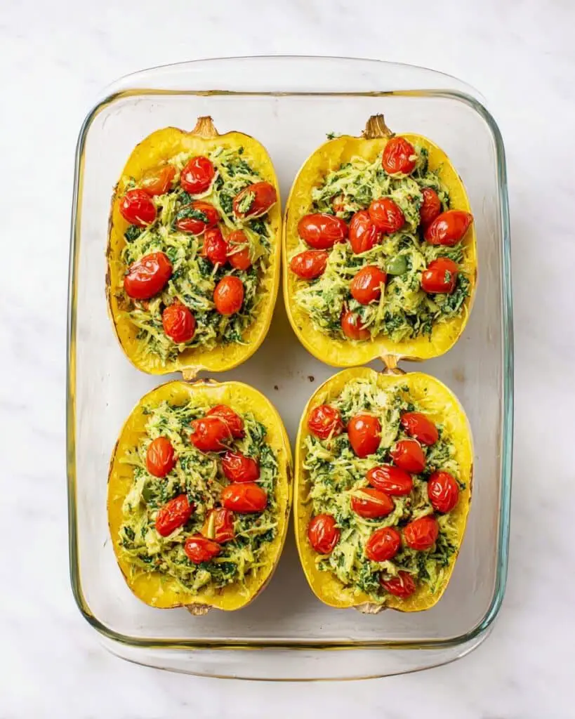 Pesto Chicken Stuffed Spaghetti Squash Recipe