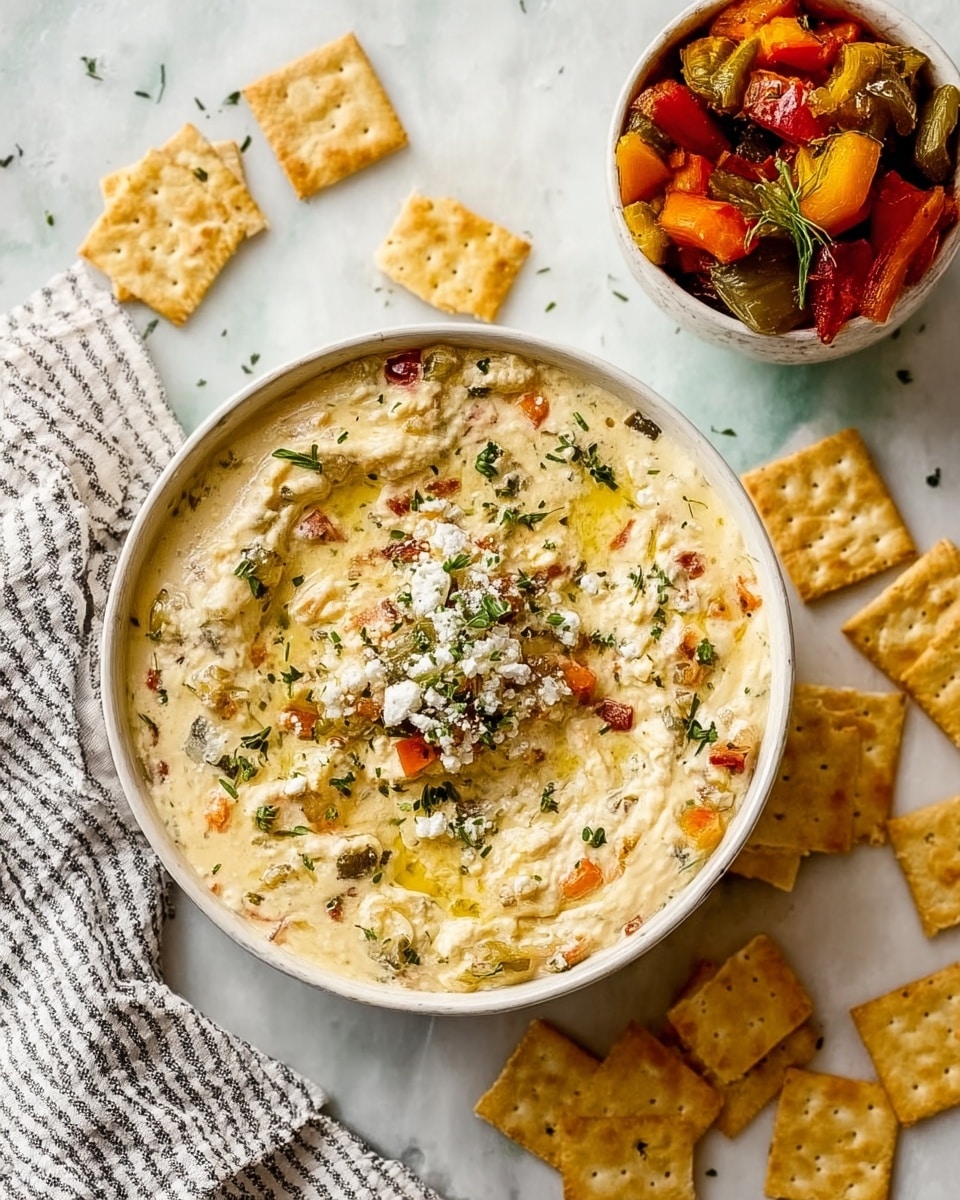 High Protein Cottage Cheese Giardiniera Dip Recipe