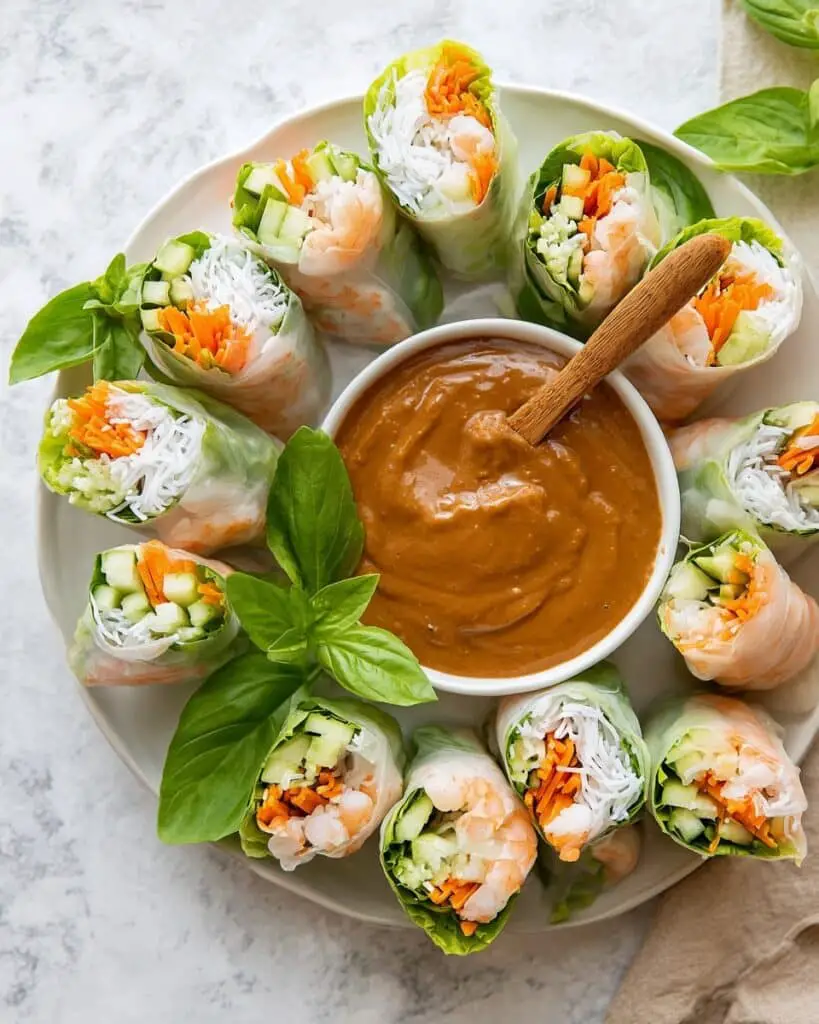Shrimp Spring Rolls with Peanut Dipping Sauce Recipe