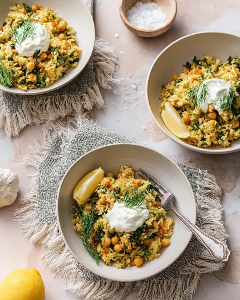 Lemony Spinach Feta Rice Casserole with Chickpeas Recipe