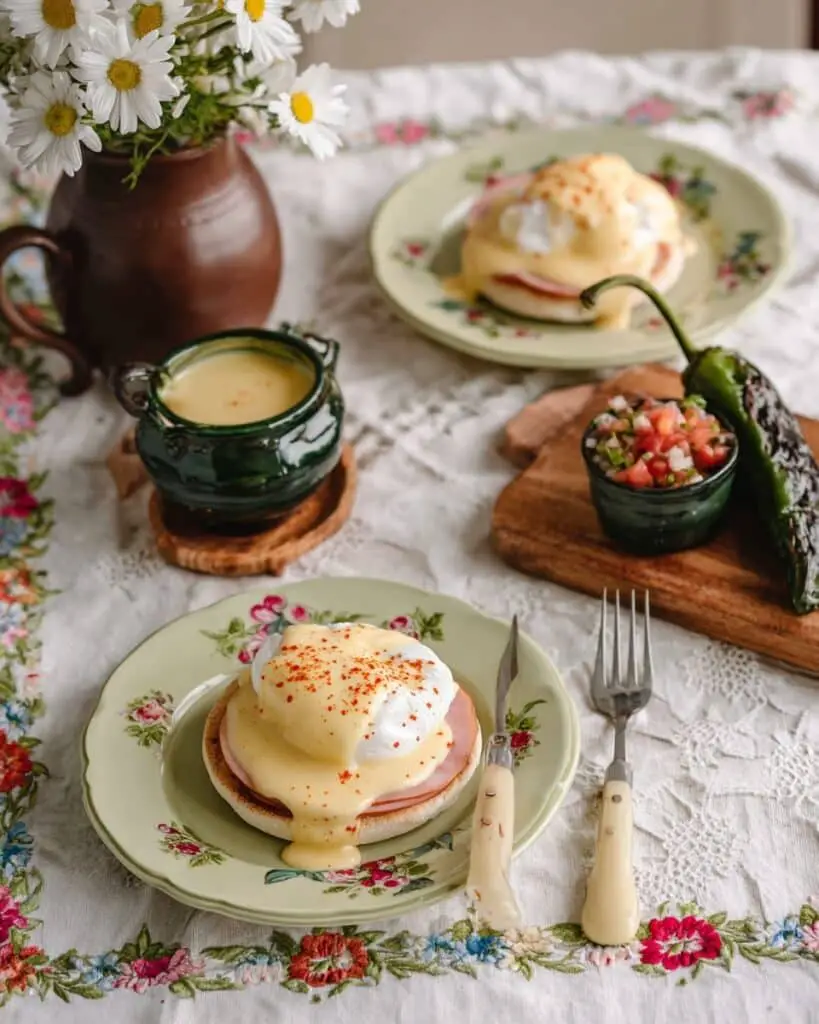 Mexican Eggs Benedict with Chile Verde Hollandaise Recipe