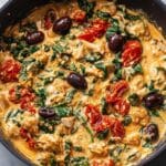 Salmon Feta Bake with Cherry Tomatoes, Butter Beans, and Kalamata Olives Recipe