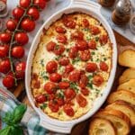 Caprese Dip with Roasted Cherry Tomatoes and Melted Mozzarella Recipe