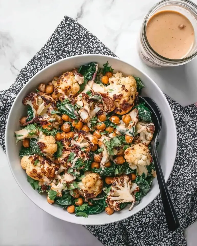 Roasted Cauliflower Salad with Lemon Tahini Dressing and Spiced Chickpeas Recipe
