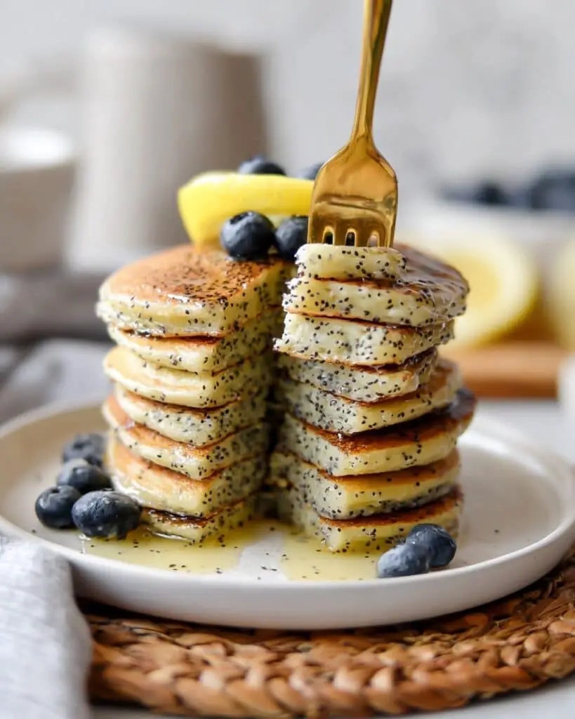 Lemon Poppy Seed Pancakes with Lemon Glaze Recipe