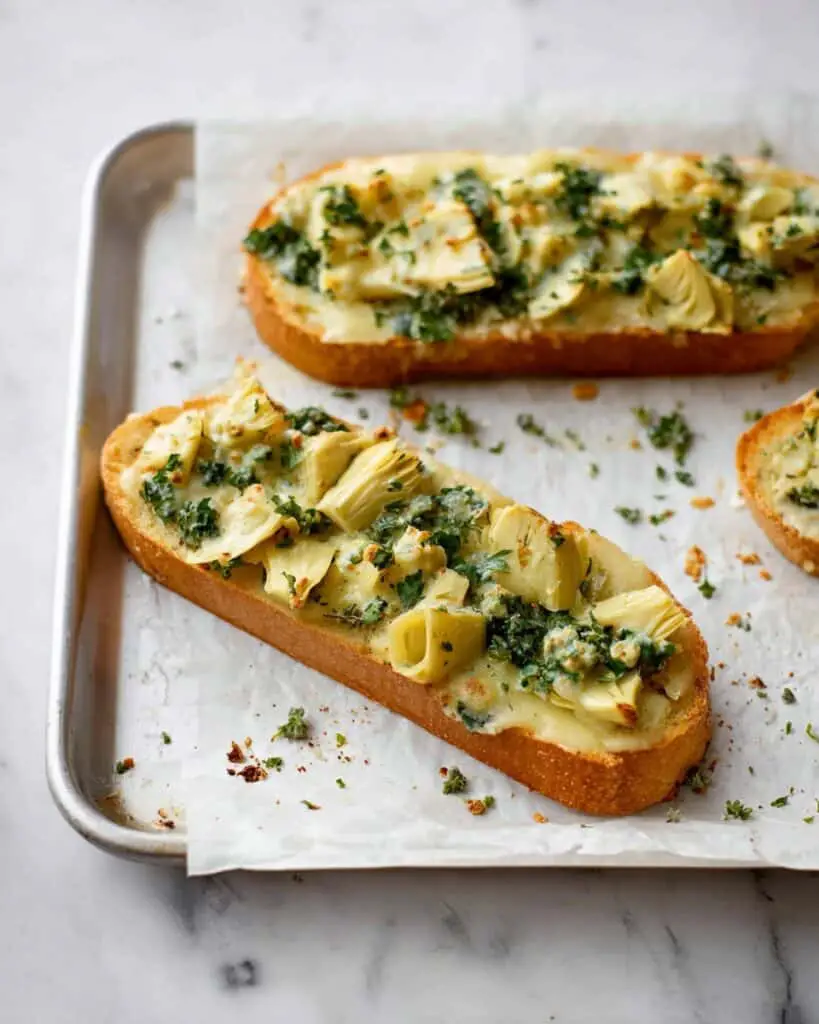 Spinach Artichoke French Bread Pizzas Recipe