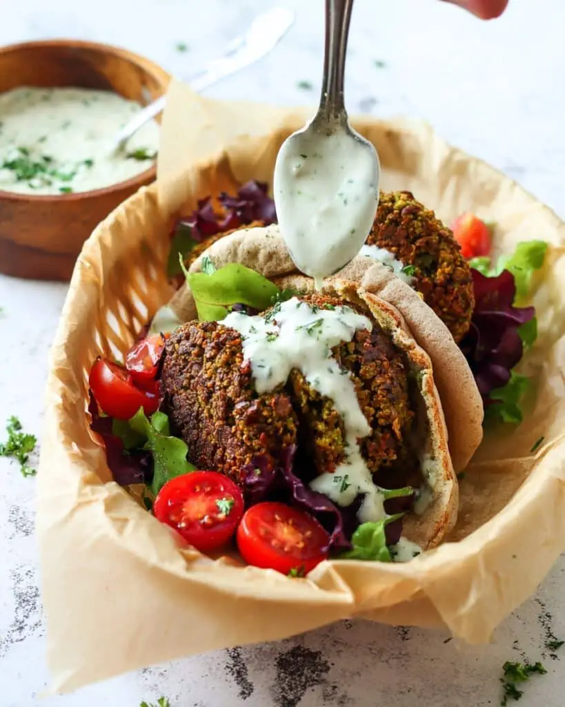 Easy Vegan Falafel with Garlic Dill Sauce Recipe