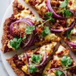 Oatmeal Pizza Crust with BBQ Chicken Toppings Recipe