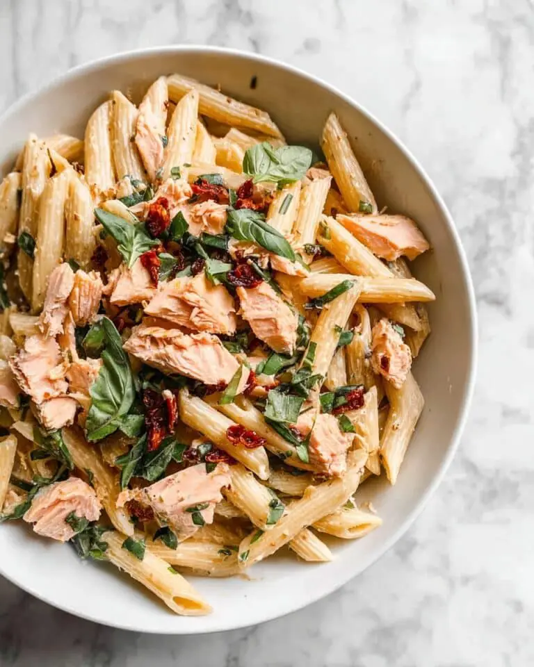 Lemon Garlic Salmon Pasta with Sun-Dried Tomatoes and Basil Recipe