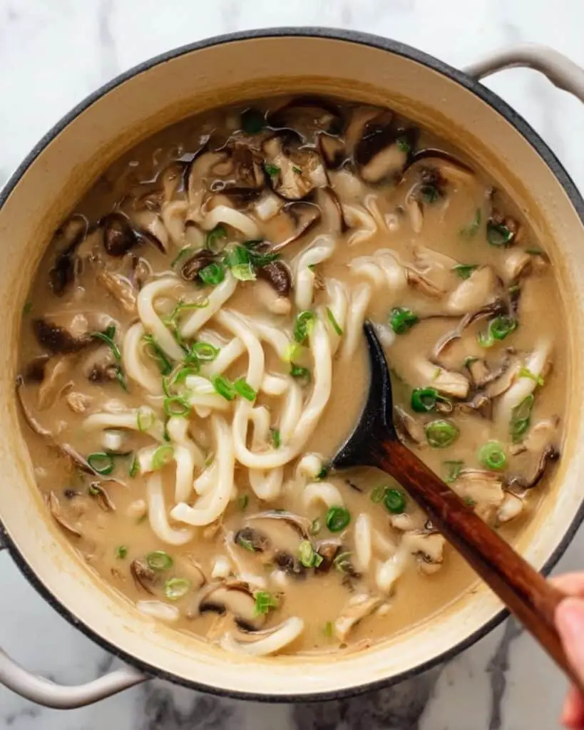 Creamy Mushroom Udon Noodle Soup Recipe