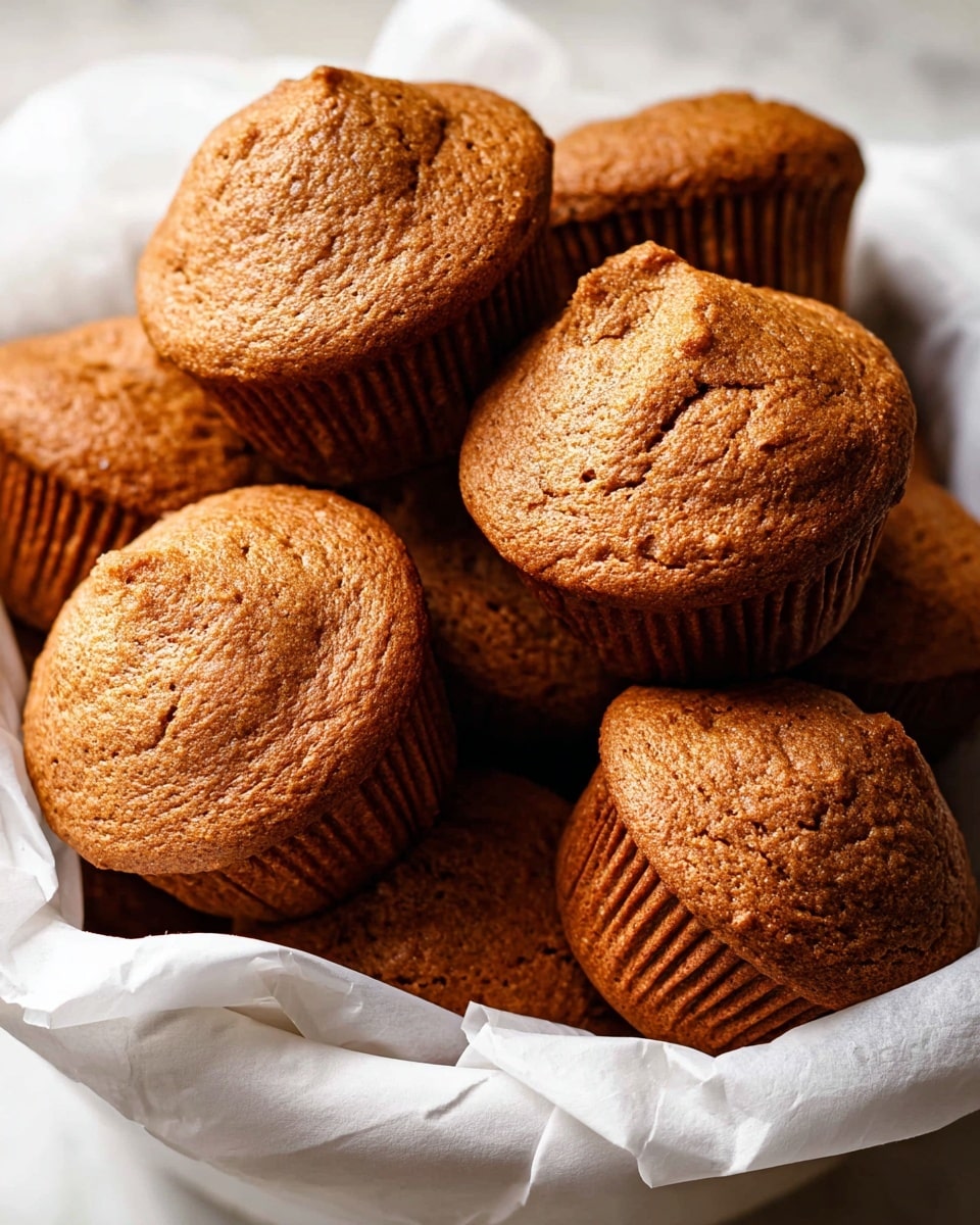 A close-up of a pile of warm brown muffins with a soft, slightly cracked texture on top and smooth, rounded sides, stacked inside a white bowl lined with white parchment paper, all placed on a white marbled surface. photo taken with an iphone --ar 4:5 --v 7