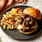 Mushroom Swiss Burgers with Caramelized Onions Recipe
