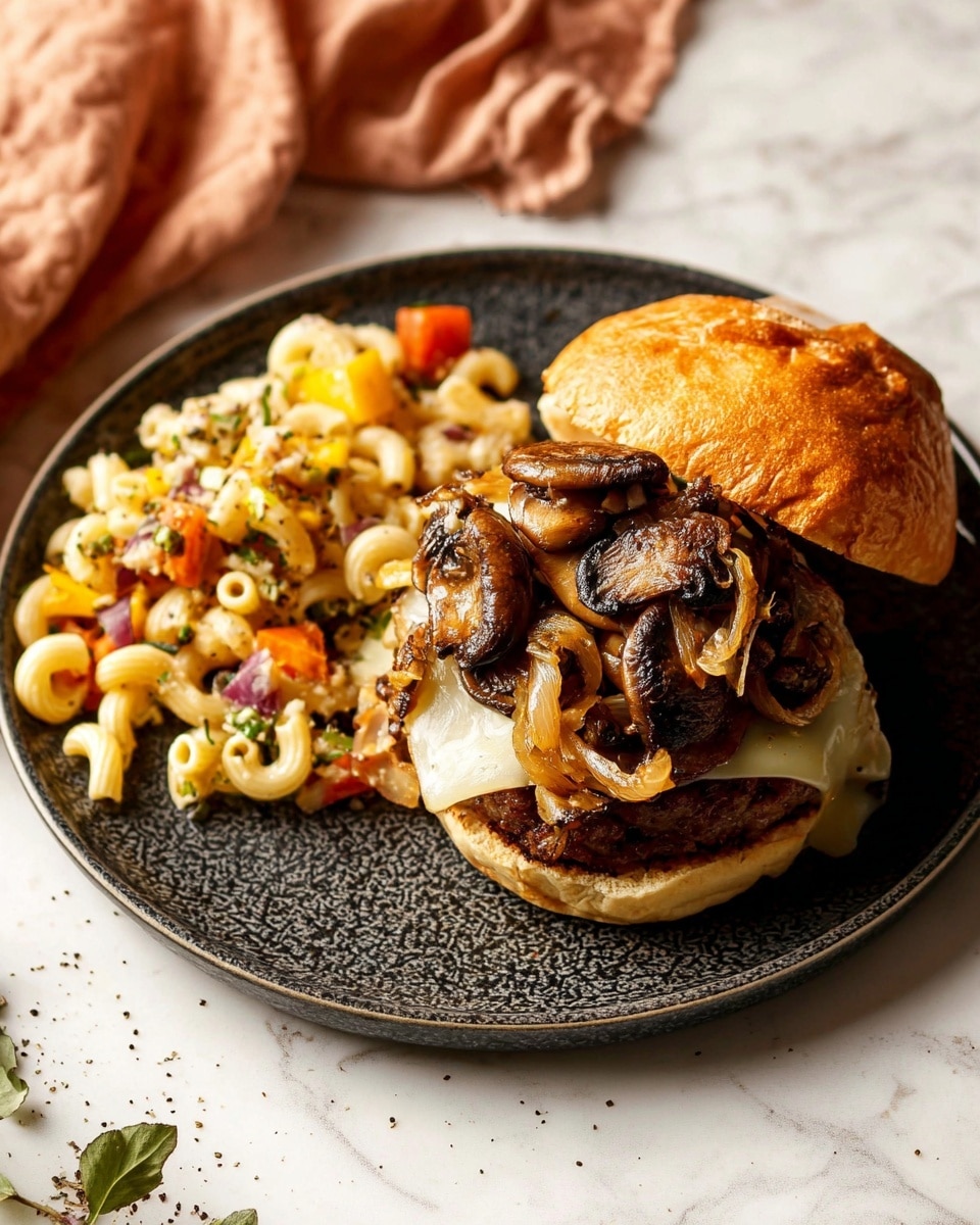 Mushroom Swiss Burgers with Caramelized Onions Recipe