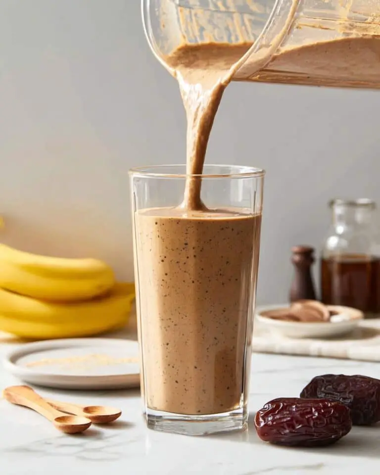 Coffee Smoothie with Banana, Almond Butter, and Chocolate Shavings Recipe