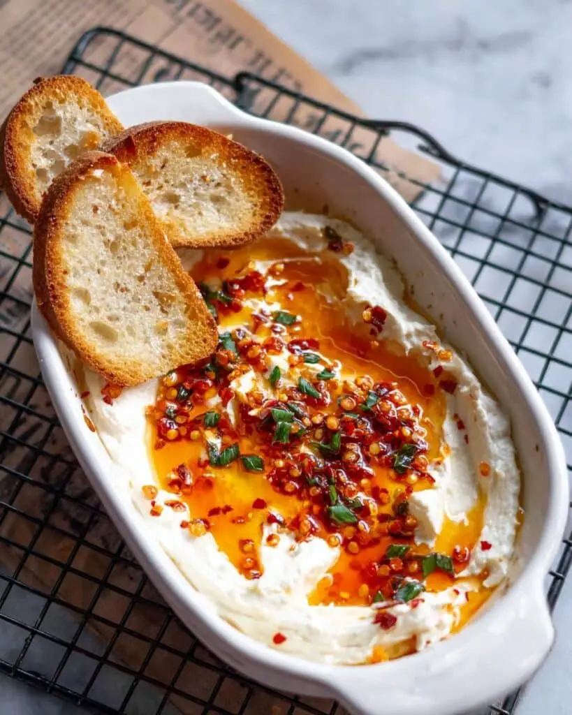 Sweet and Spicy Whipped Feta Dip with Hot Honey Recipe