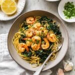 Lemon Garlic Shrimp Pasta with Spinach Recipe