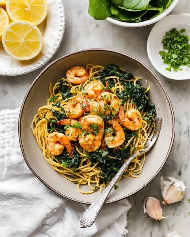 Lemon Garlic Shrimp Pasta with Spinach Recipe