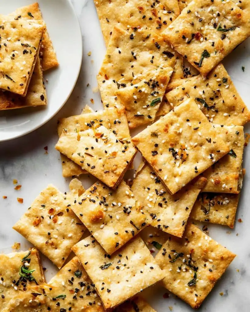 Homemade Cheddar Cheese Crackers with Everything Bagel Seasoning Recipe