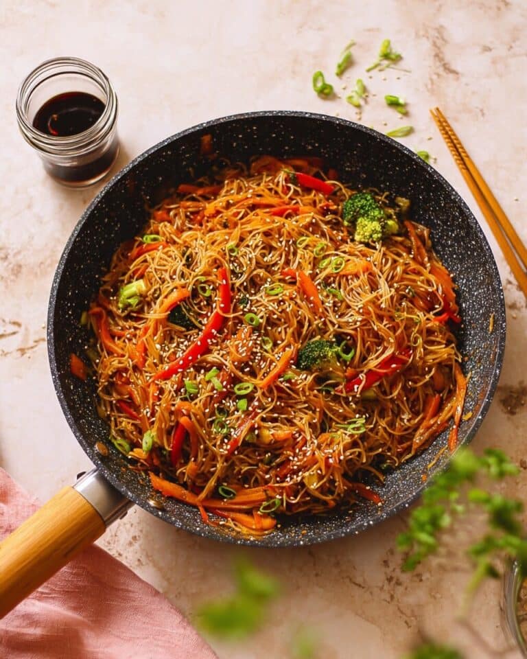 Vermicelli Noodles Stir-Fry with Vegetables and BBQ Sauce Recipe