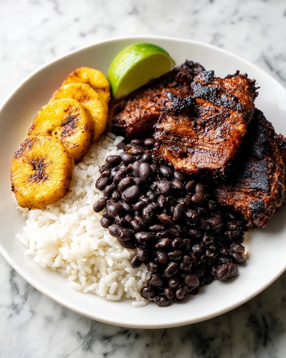 A white ceramic plate with a light speckled pattern holds seven pieces of fried plantain arranged loosely in a circular pattern. Each piece is golden brown with darker caramelized edges, showing a glossy, slightly oily texture. The plate is placed on a white marbled surface, and in the top left corner, a blurred part of a striped cloth adds a soft touch to the background. The lighting highlights the shiny, cooked plantains making them look warm and inviting. photo taken with an iphone --ar 4:5 --v 7