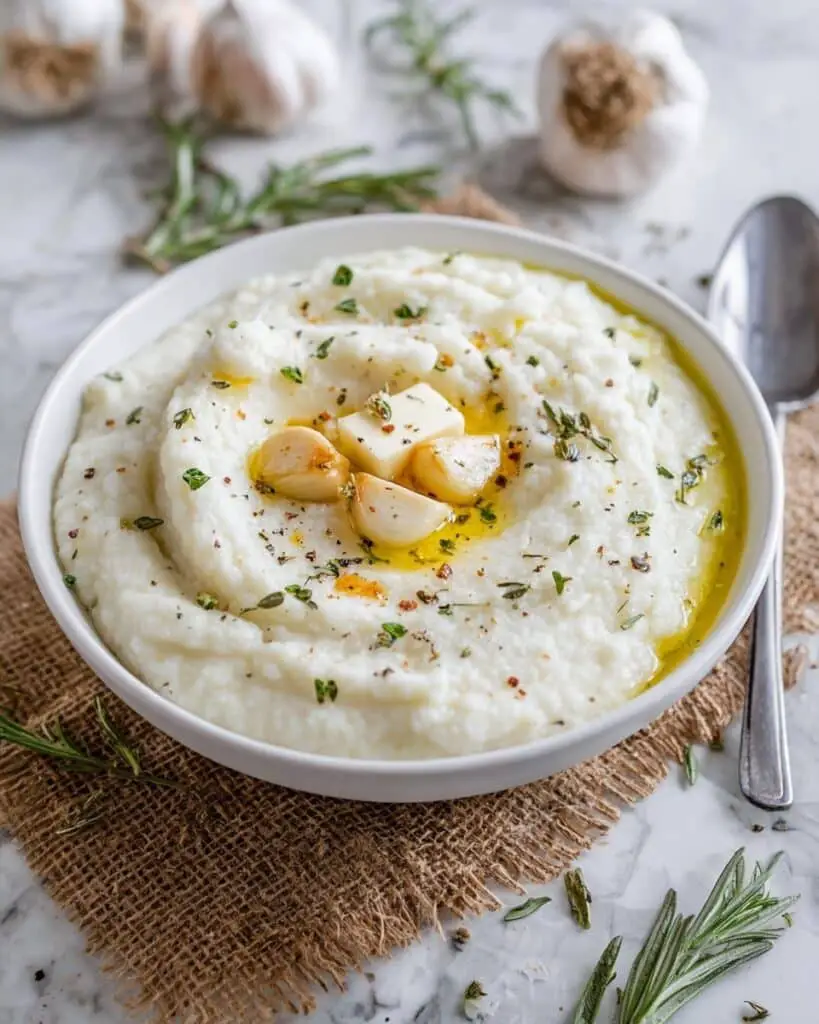 Roasted Garlic Mashed Cauliflower Recipe
