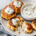 Crispy Salmon Patties with Dill-Garlic Dip Recipe