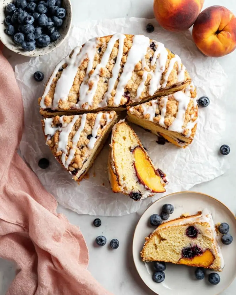 Peach Blueberry Cake with Streusel Topping Recipe