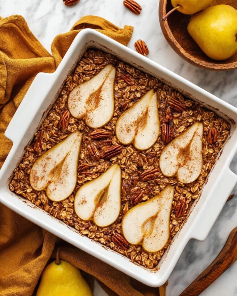 Gingerbread Baked Oatmeal with Pears and Pecans Recipe