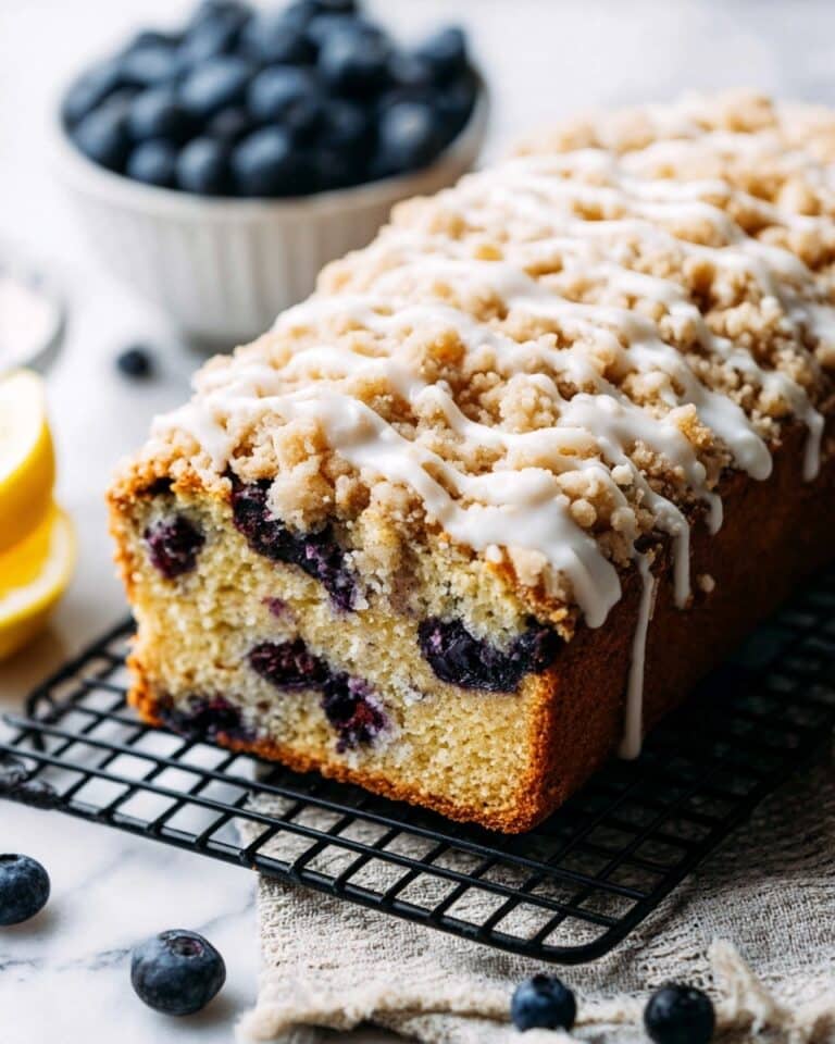 Lemon Blueberry Loaf with Lemon Icing and Crispy Crumble Recipe
