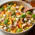 Peach & Basil Chicken Orzo Salad with Hot Honey Vinaigrette Recipe