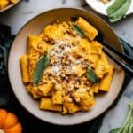 Creamy Pumpkin Pasta with Sage Walnut Topping Recipe