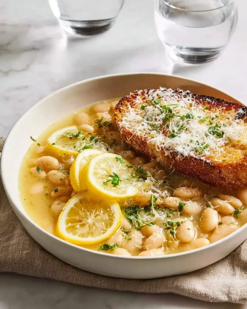 Brothy White Beans with Parmesan & Lemon Recipe