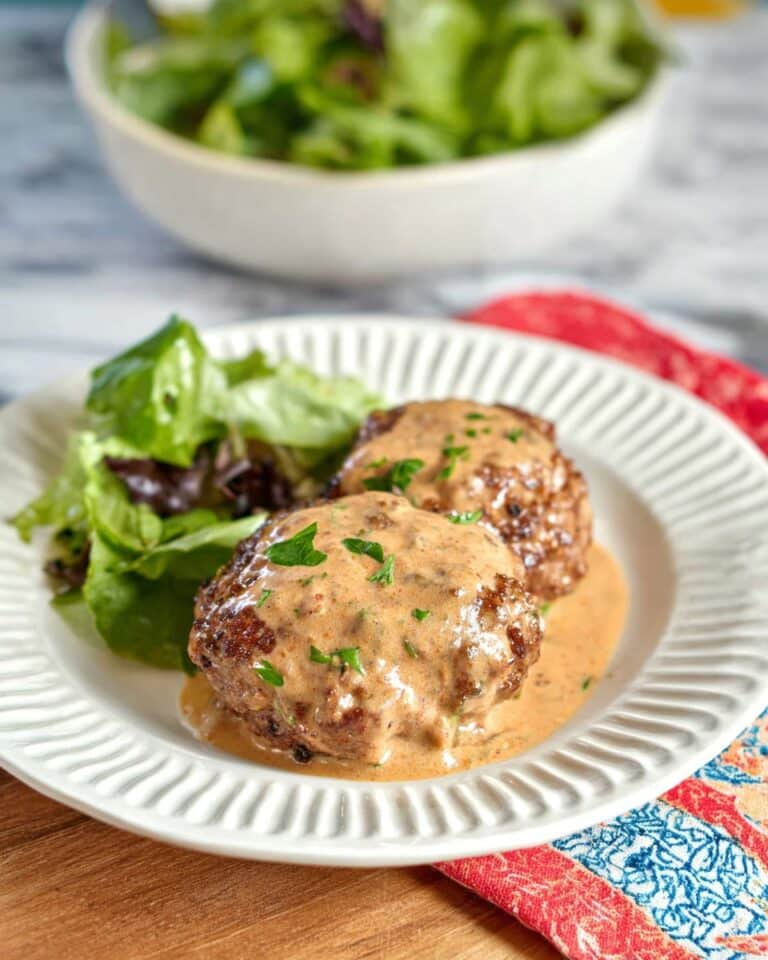 Keto Feta Burgers with Tomato Cream Sauce Recipe