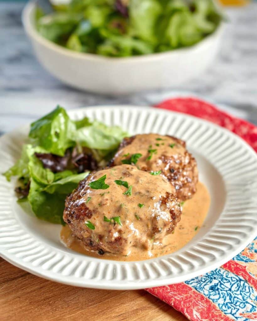 Keto Feta Burgers with Tomato Cream Sauce Recipe