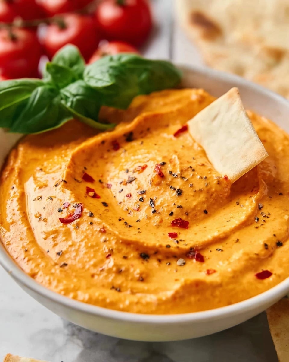 Creamy Roasted Red Pepper Dip with Basil and Smoked Paprika Recipe