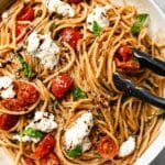 Burrata Pasta with Cherry Tomatoes, Basil, and Balsamic Vinegar Recipe