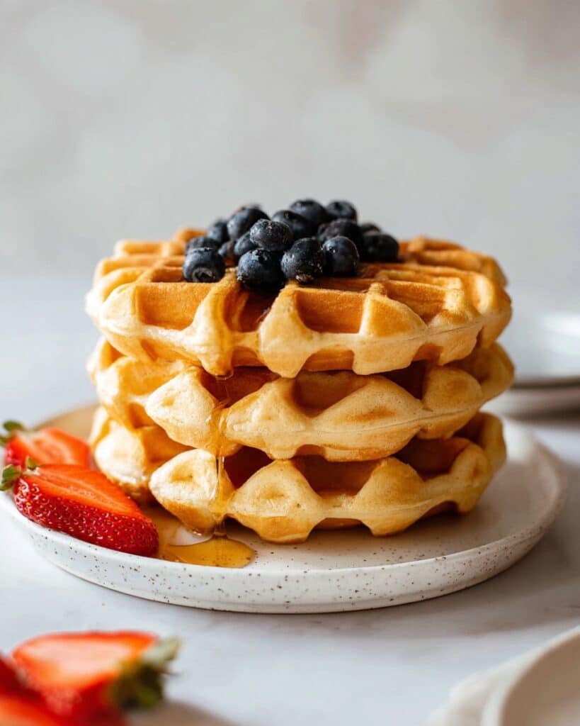 Homemade Waffle Recipe with Cottage Cheese and Maple Syrup Recipe