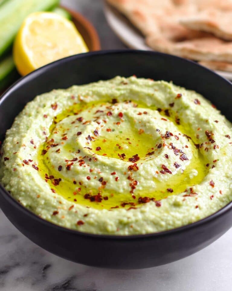 Green Pea Hummus with Cucumber & Mint Recipe