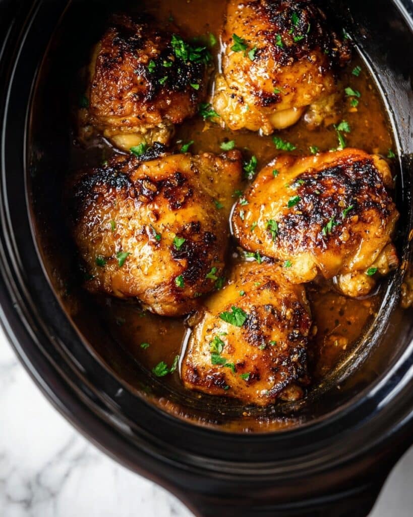 Slow Cooker Garlic Herb Chicken Thighs Recipe