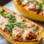 Vegan Meat-Stuffed Spaghetti Squash Recipe