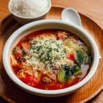 Tomato Chicken Ramen with Mozzarella and Parmesan Recipe
