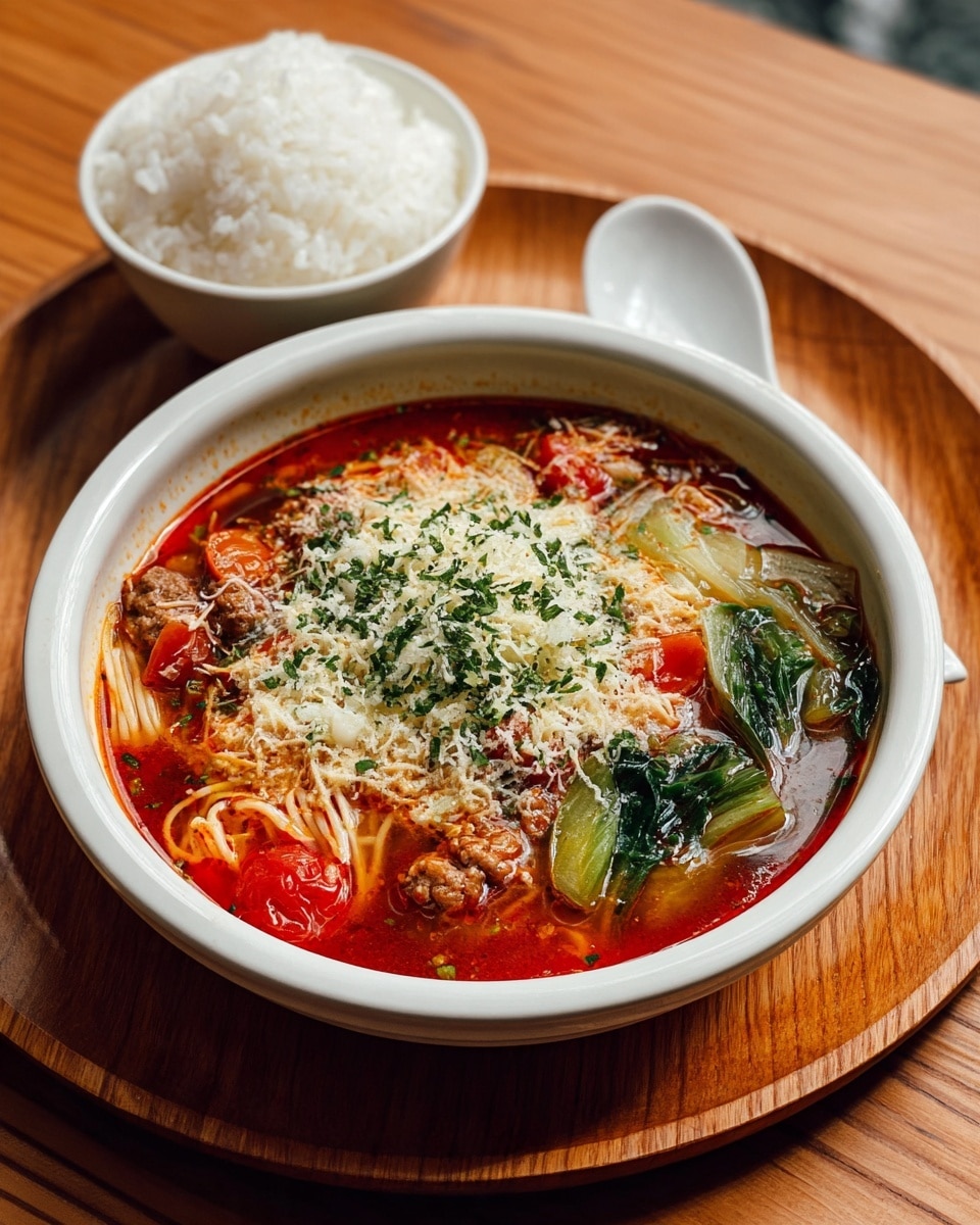 Tomato Chicken Ramen with Mozzarella and Parmesan Recipe